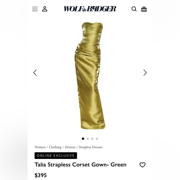 Wolf & Badger Dresses & Skirts - Wolf & Badger Strapless Satin Maxi Dress - Gold